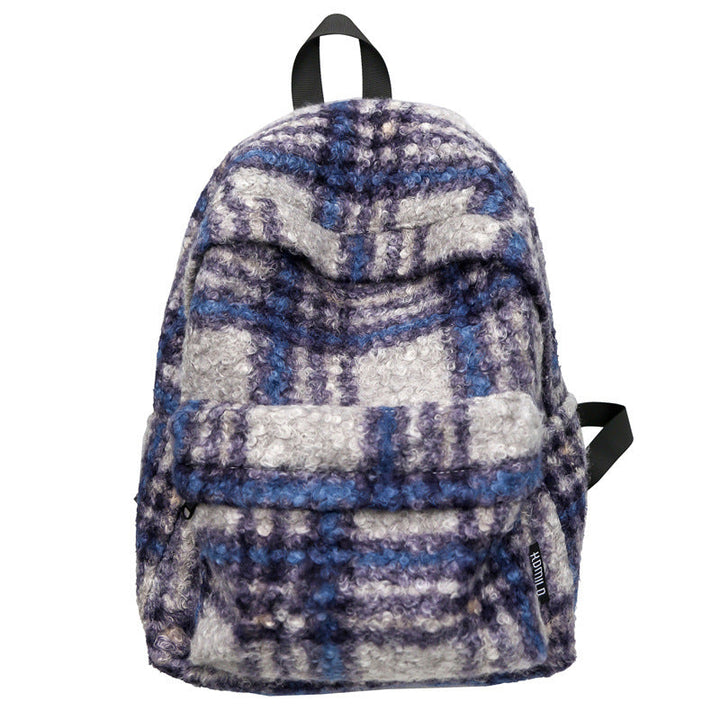 Cozy Fleece Checkered School Backpack Kalsten