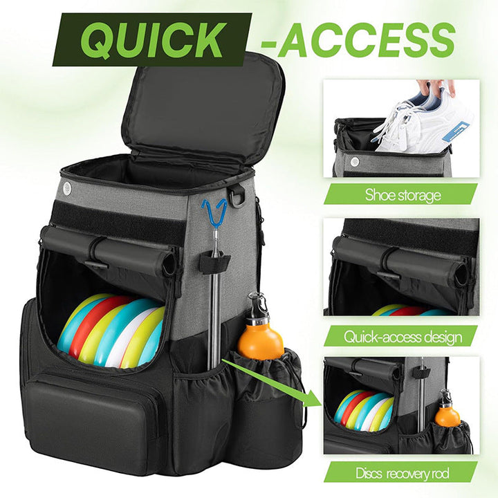 Unisex nan robust Disc Golf Backpack with padded disc compartment, side bottle holder, and multifunctional accessory pockets Kalsten