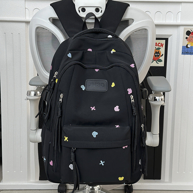 Adorable Embroidered Trendy School Backpack