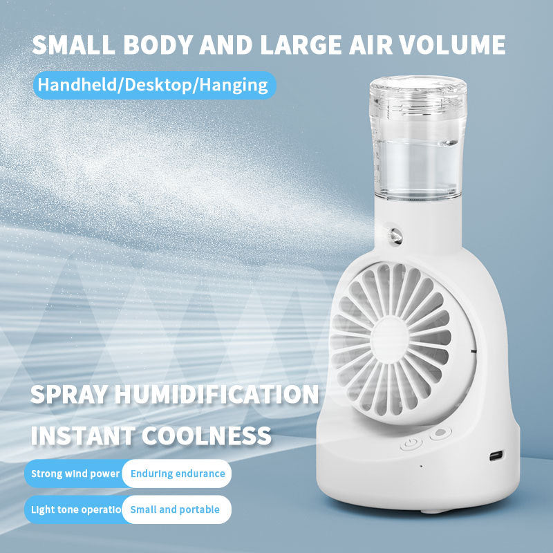 Cooling portable misting handheld fan with detachable water reservoir and adjustable-angle stand Kalsten