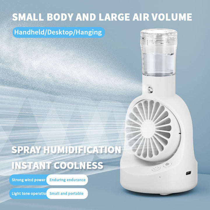 Cooling portable misting handheld fan with detachable water reservoir and adjustable-angle stand Kalsten