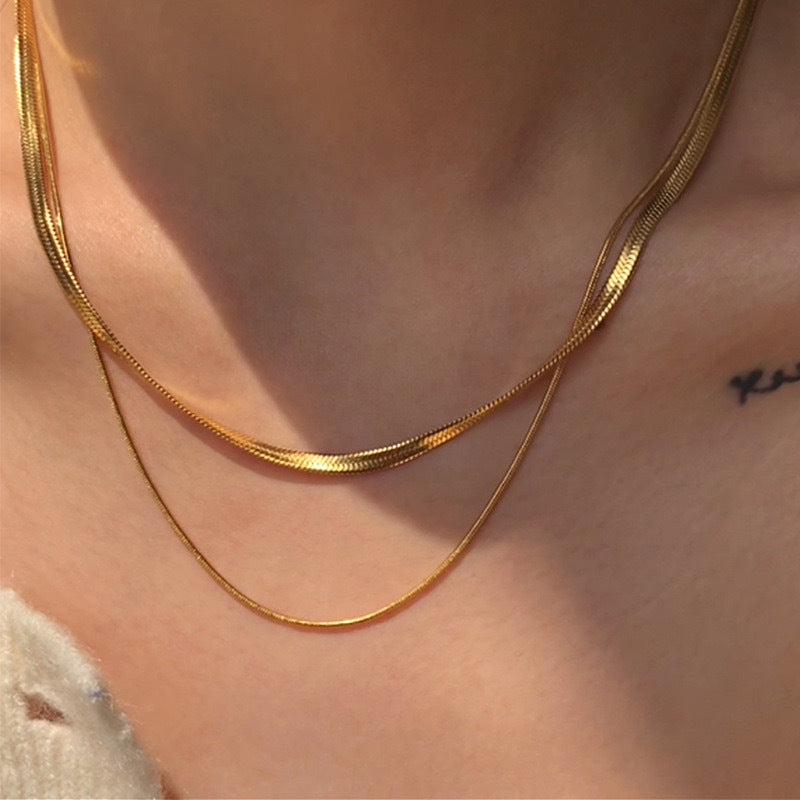 Double Strand Snake Chain Necklace Kalsten