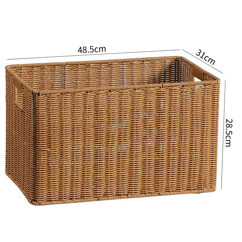 Handwoven Rectangular Storage Bin with Cutout Handles Kalsten