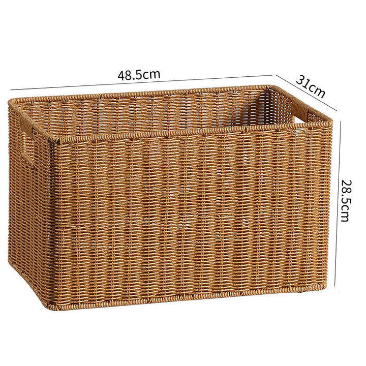 Handwoven Rectangular Storage Bin with Cutout Handles Kalsten