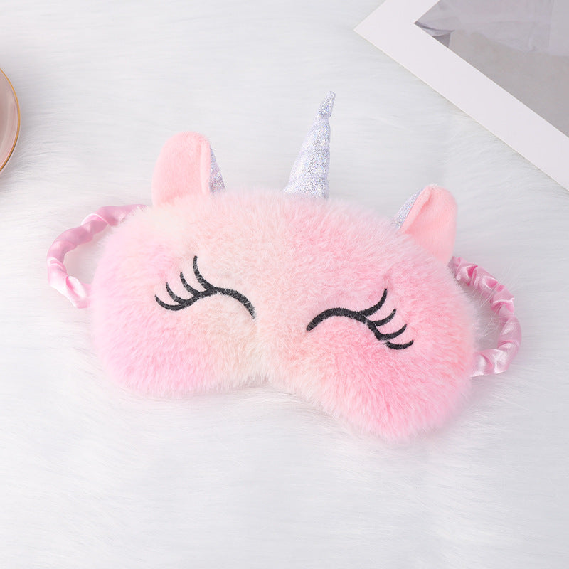 Ladies nan cozy unicorn sleep mask with embroidered eyelashes, soft plush and elastic ruffled ribbon Kalsten