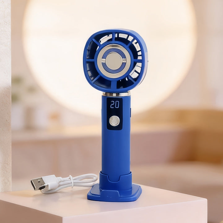 Women's Portable Hand Fan with LCD Temperature Display and USB Charging Function Kalsten