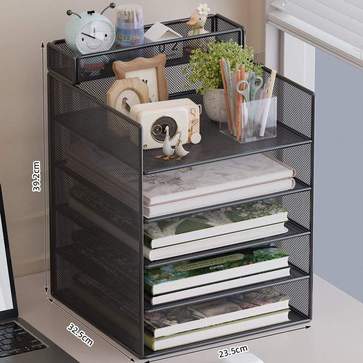 Multi-Tiered Mesh Desktop Organizer with Document Holders Kalsten