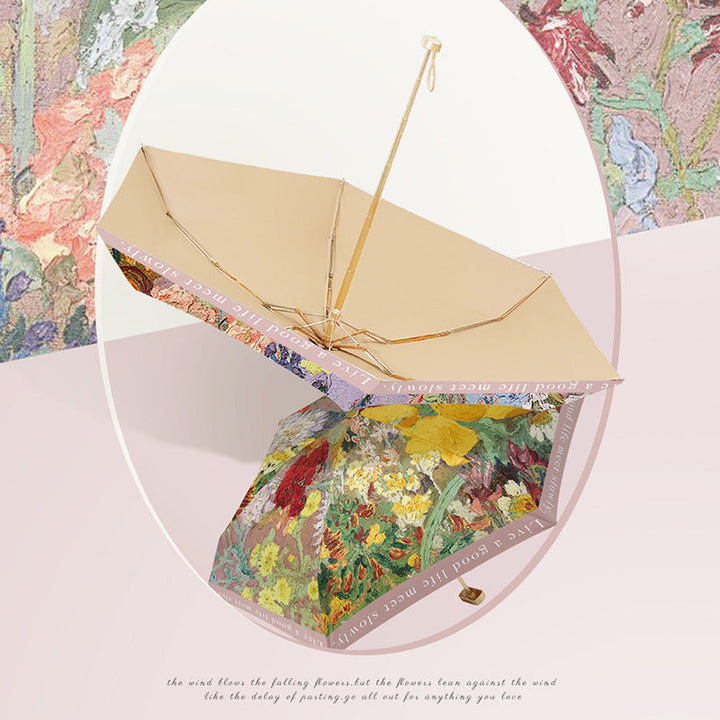 Ladies elegant folding umbrella with floral art design Kalsten