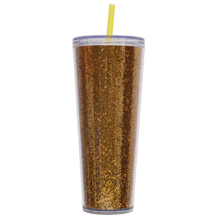 Ladies Glittering Drinking Cups with Straw Kalsten