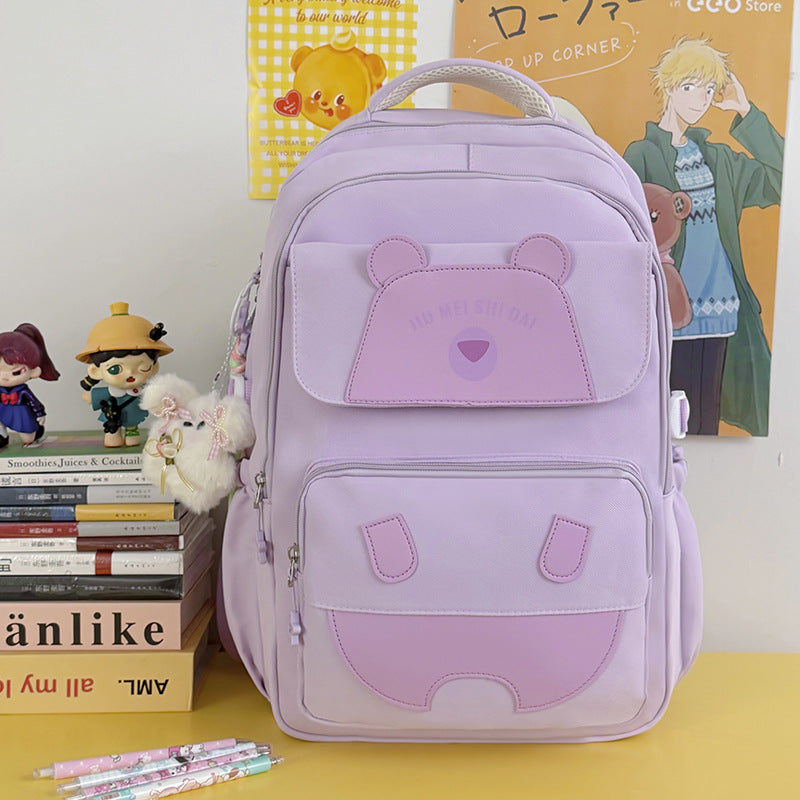 Cute Bear-Embossed School Backpack