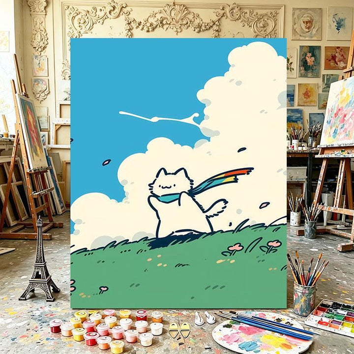 Playful Cat Illustration Art Print Kalsten