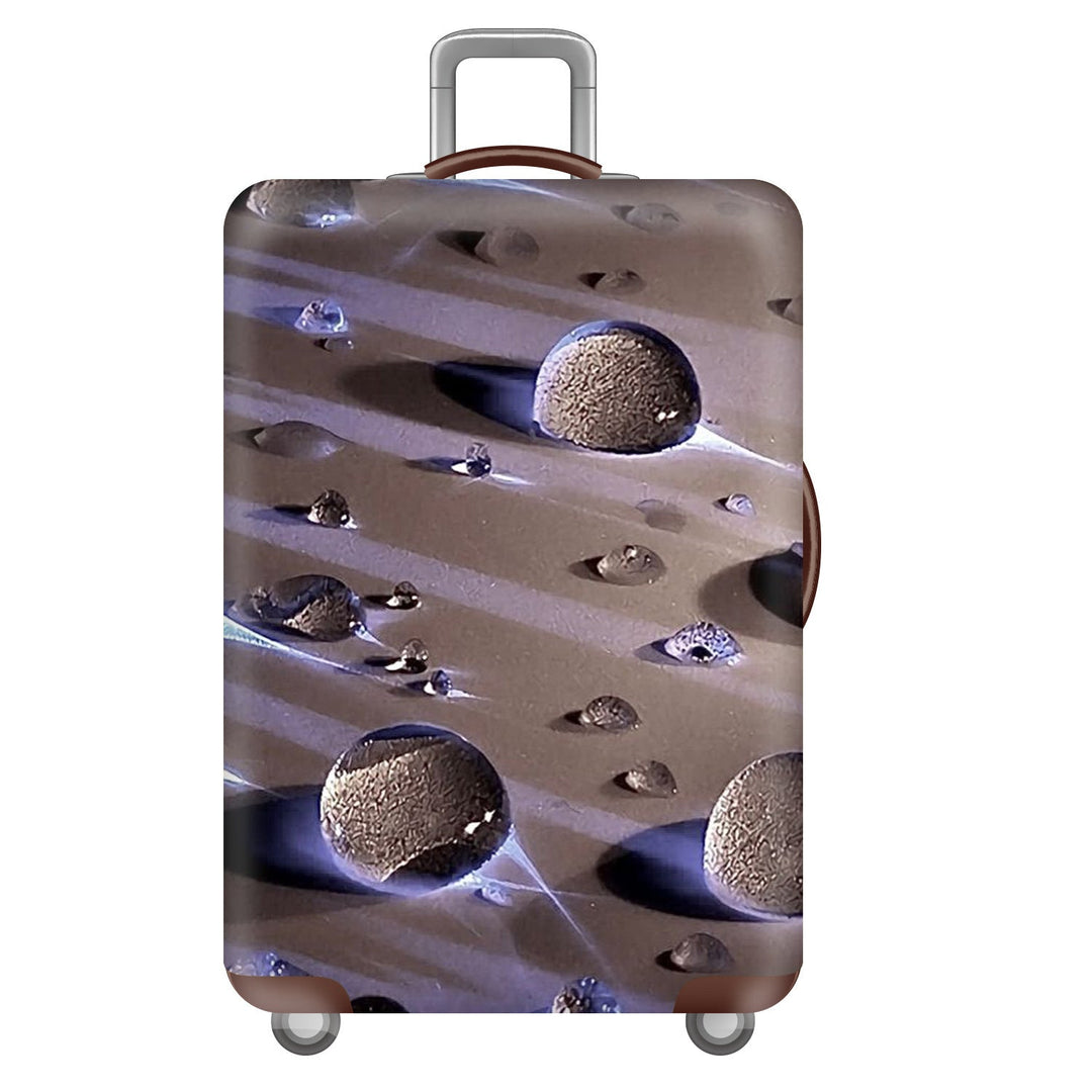 Unisex large hard shell suitcase with sturdy trolley handle and elastic motif protective cover superhero design Kalsten