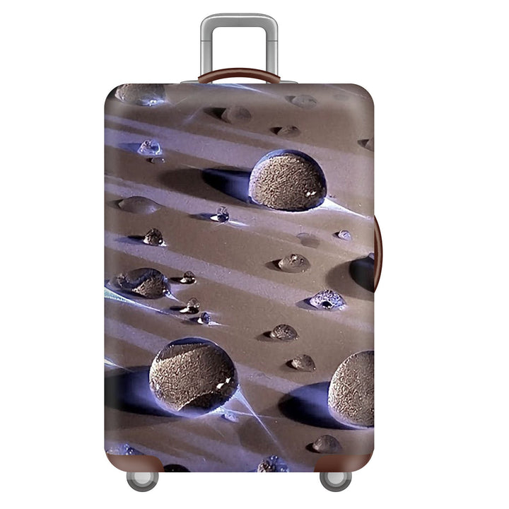 Unisex large hard shell suitcase with sturdy trolley handle and elastic motif protective cover superhero design Kalsten