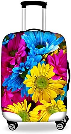 Unisex nano elastic suitcase cover with horse and sunflower motif, stretchable stretch protection for hard shell trolley with zipper Kalsten