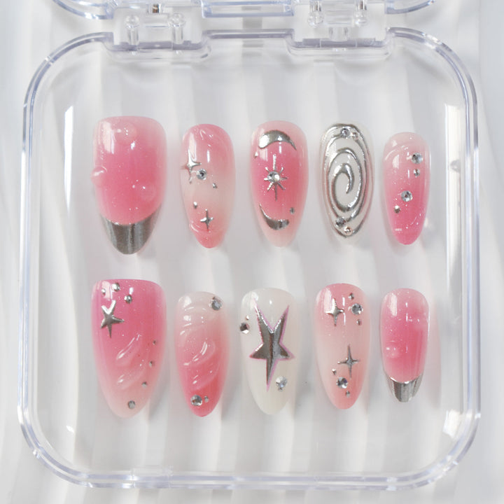 Artistic Star-Embellished Press-On Nail Design Kalsten