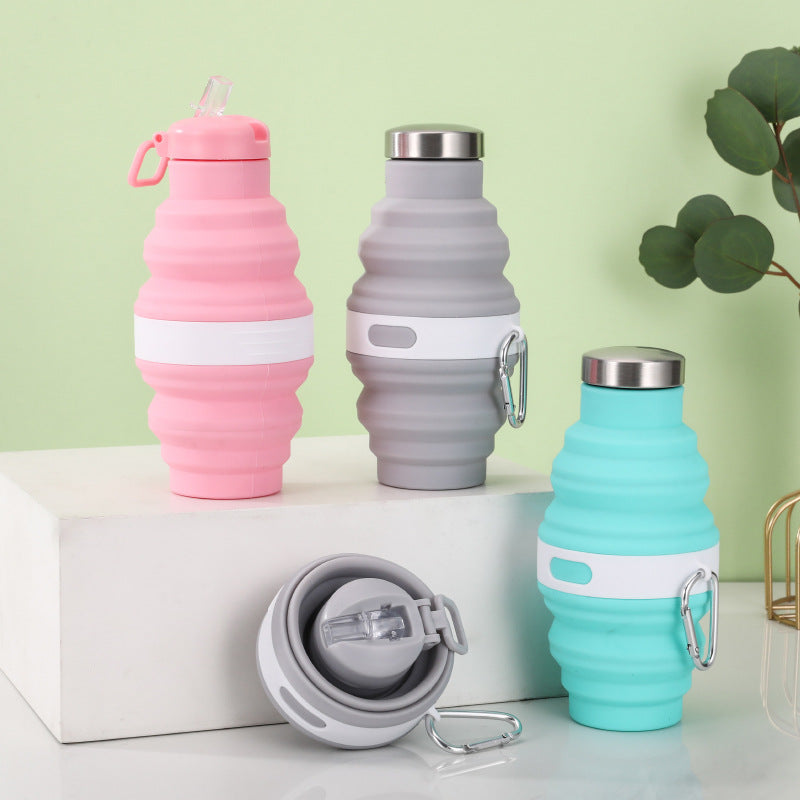 Women's collapsible silicone water bottle with carabiner Kalsten