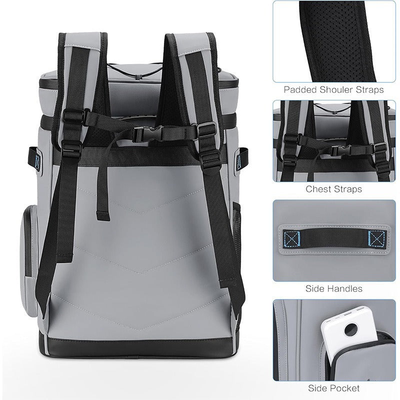 Unisex non-insulated backpack cooler with stable bottom, multiple outer pockets and ergonomic padded straps Kalsten