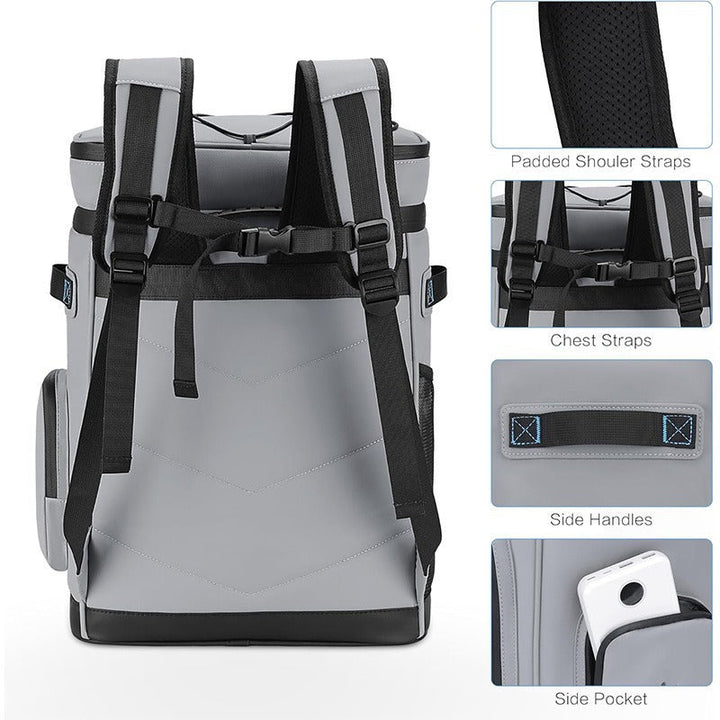 Unisex non-insulated backpack cooler with stable bottom, multiple outer pockets and ergonomic padded straps Kalsten