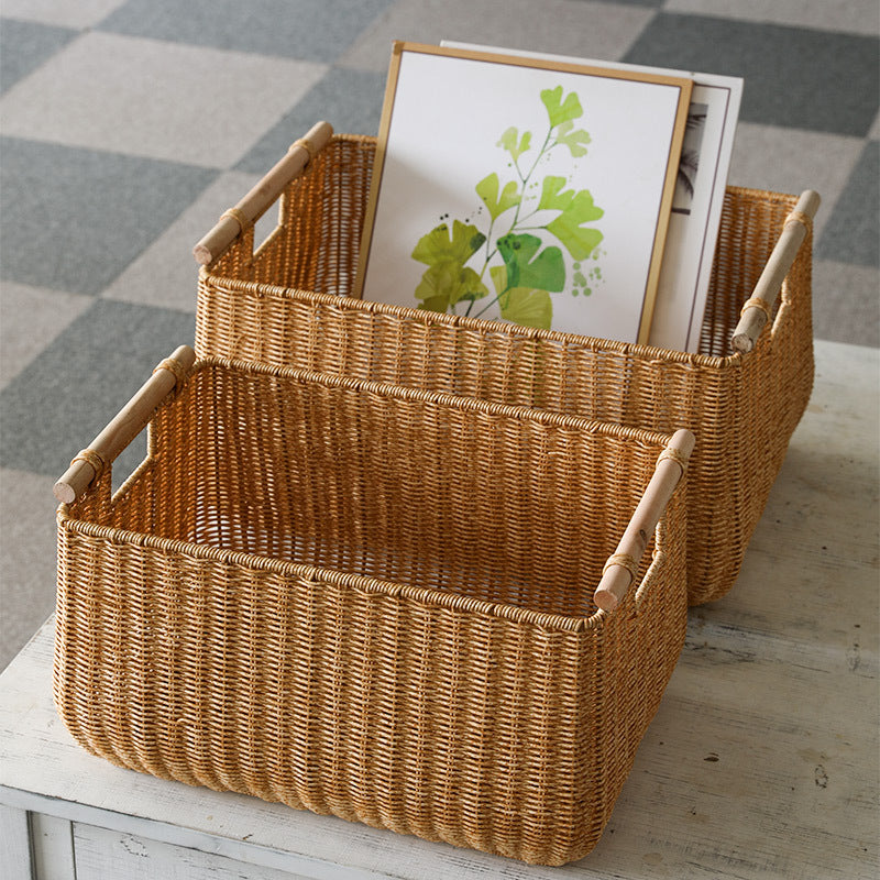 Large Handwoven Storage Basket with Ergonomic Handles Kalsten