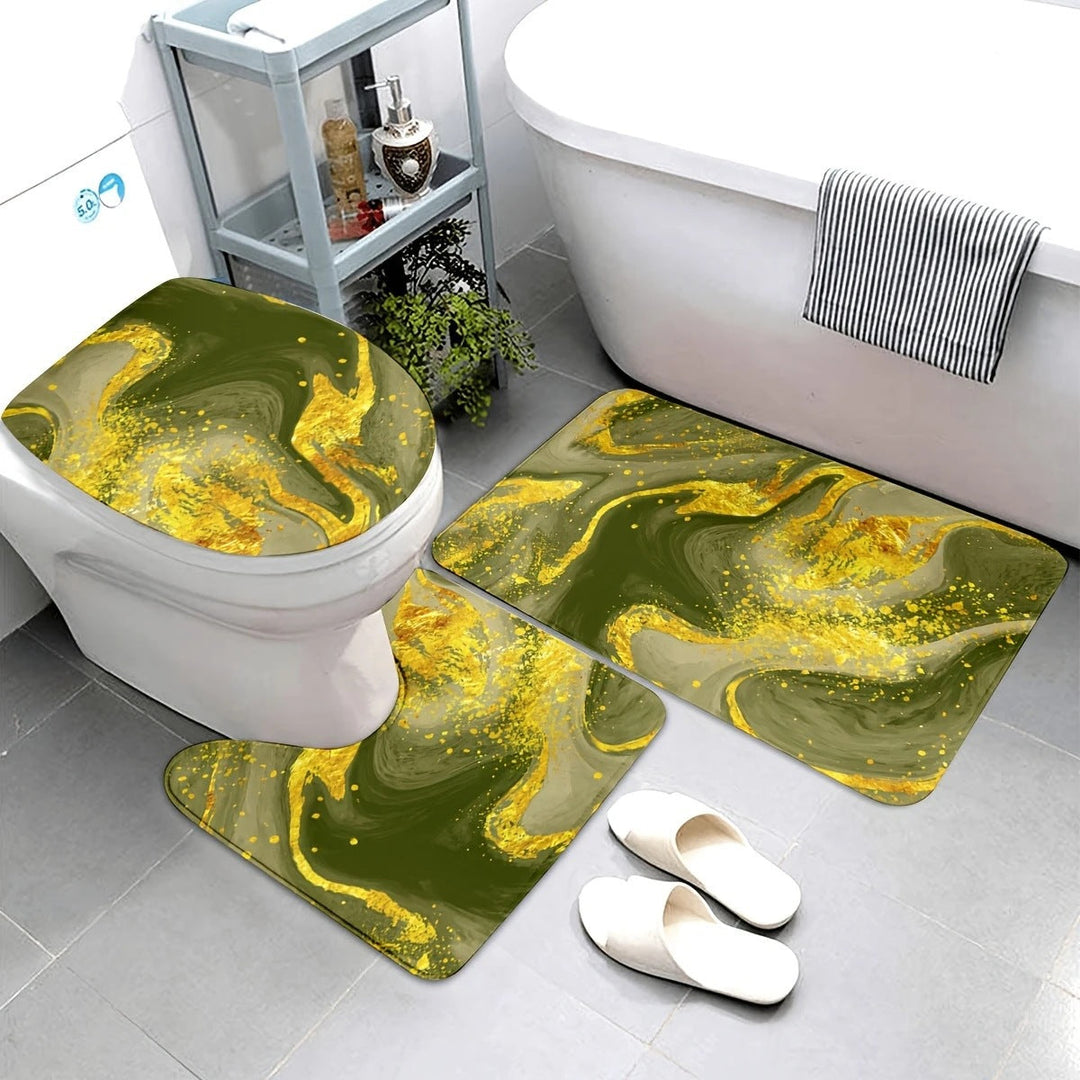 Artistic Marble Print Bath Mat Set Kalsten