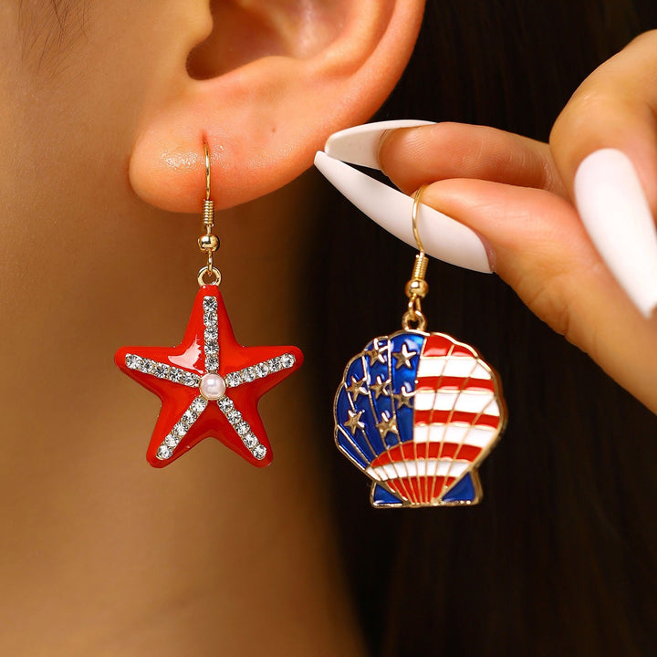 Women's nan patriotic novelty dangle hook earrings with laser-printed wooden fireworks charm Kalsten