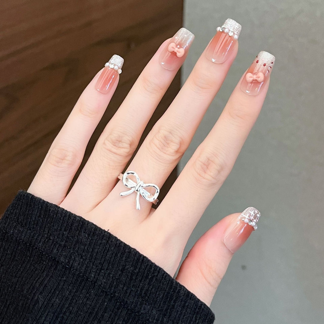 Elegantly Designed Crystal-Embellished Press-On Nail Set Kalsten