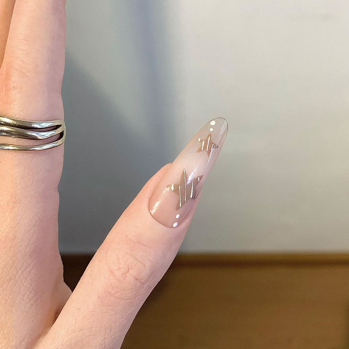 Artificial nails with creative glitter effect and animal design Kalsten