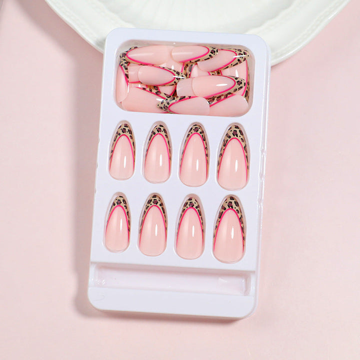 Artistic Stiletto Press-On Nail Set with Leopard Print Accents Kalsten