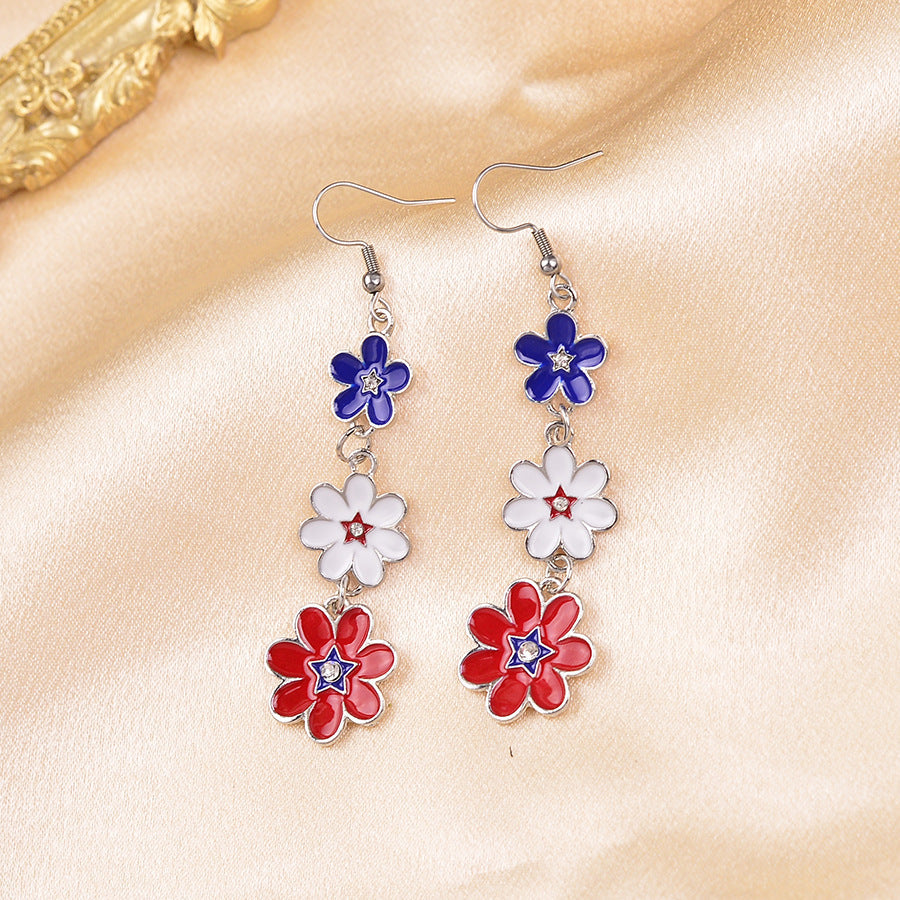 Women's delicate multi-tiered flower earrings made of enamel and stainless steel Kalsten