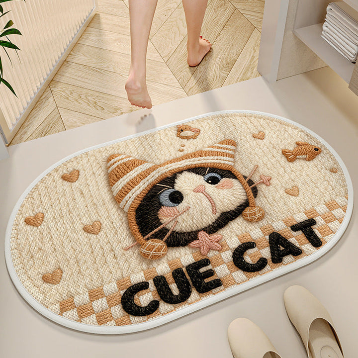 Decorative Cat-Themed Bath Mat Kalsten