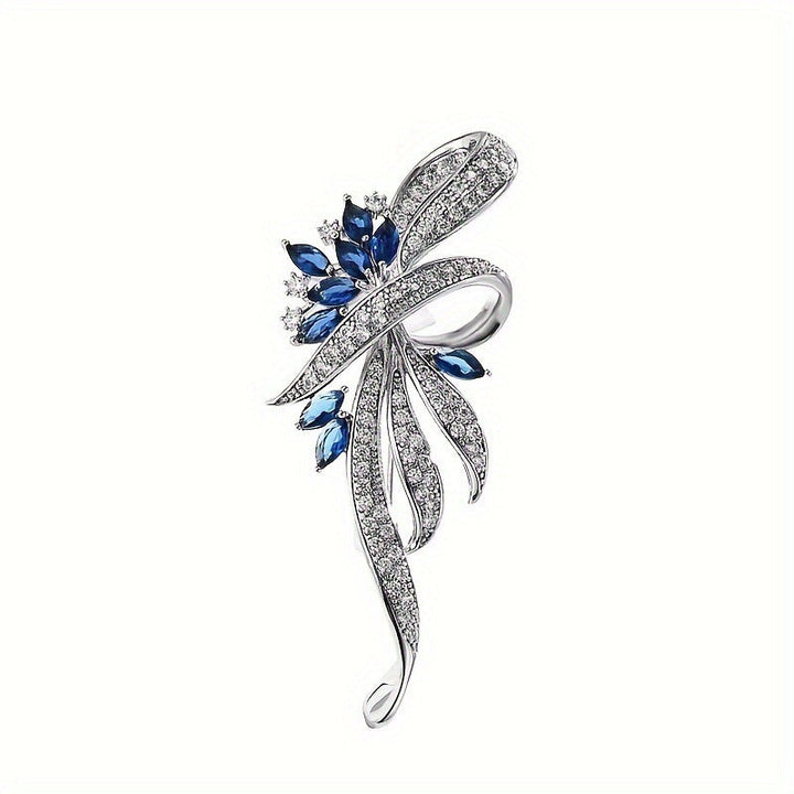Exquisite brooch with sparkling zirconia and blue gemstones Kalsten