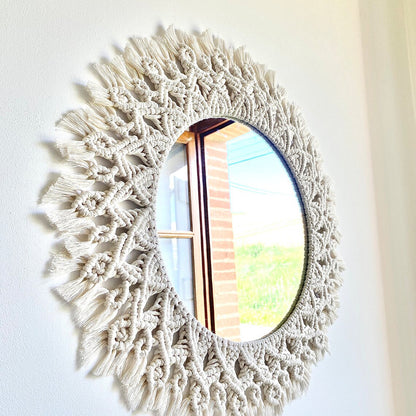Decorative Macrame Round Wall Mirror Acalora