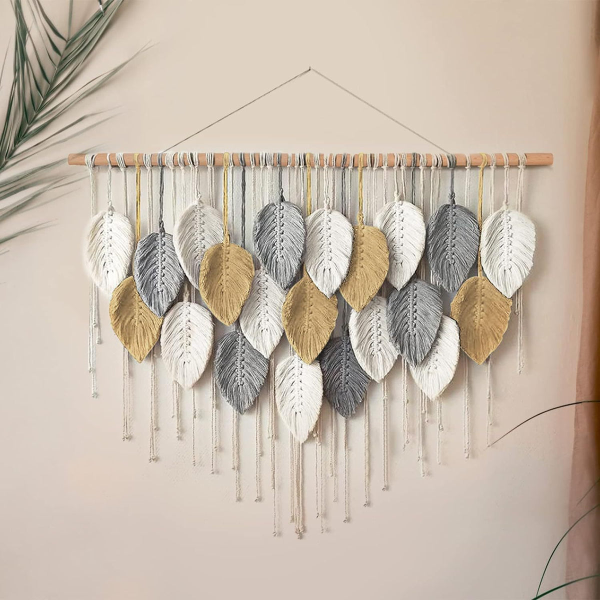 Macrame Leaf Wall Hanging Tapestry Acalora