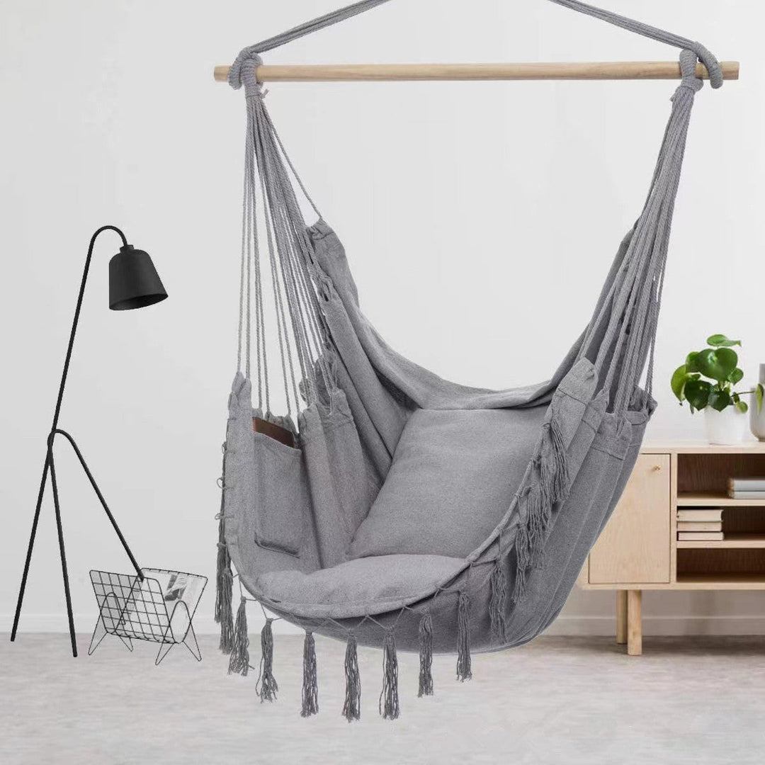 Hanging chair with pocket and cushion Kalsten