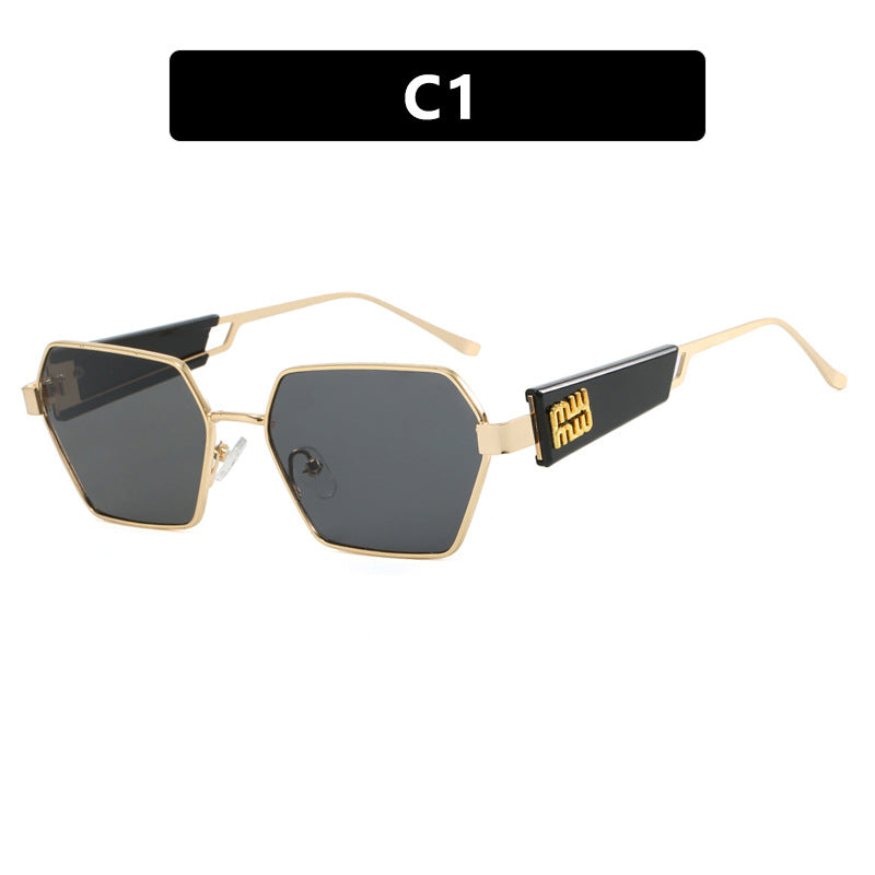 Ladies hexagonal sunglasses with elegant metal frame and protective lenses Kalsten