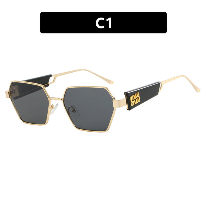 Ladies hexagonal sunglasses with elegant metal frame and protective lenses Kalsten