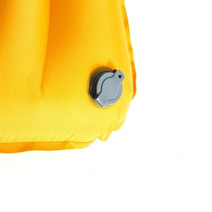 insulated inflatable camping sleeping pad with integrated headrest and quilted anti-slip surface Kalsten