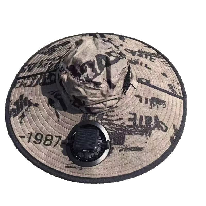 Ventilated outdoor fishing hat with two rechargeable fans, waterproof material and adjustable chin strap Kalsten