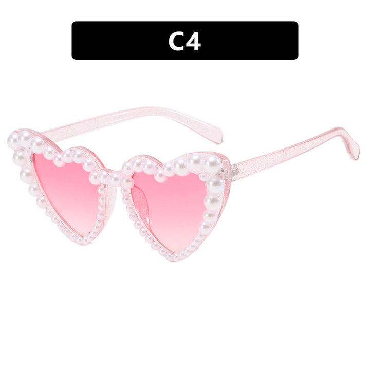 Women's Heart-Shaped Sunglasses with Pearl-Embellished Frame Kalsten