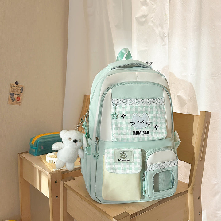 Cute Character Design Multi-Pocket School Backpack