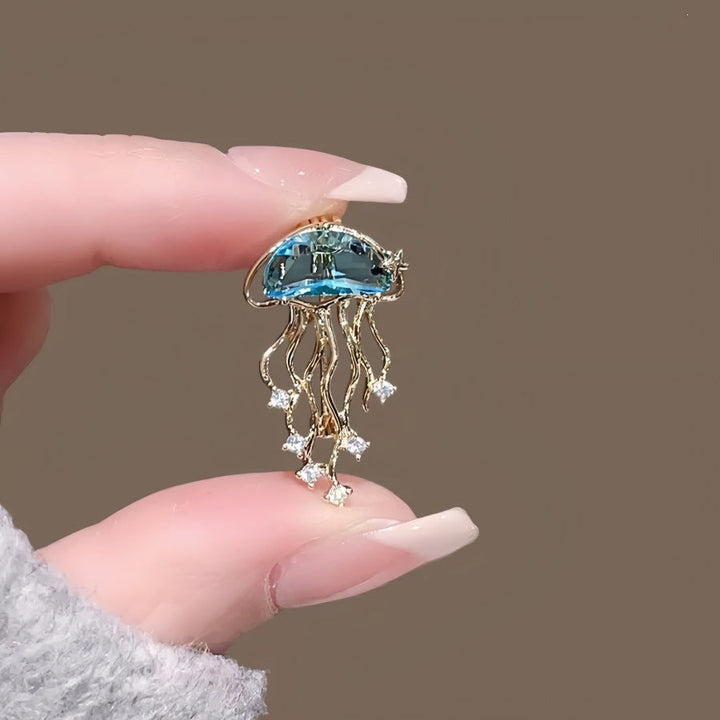 Elegant jellyfish brooch with sparkling crystals Kalsten