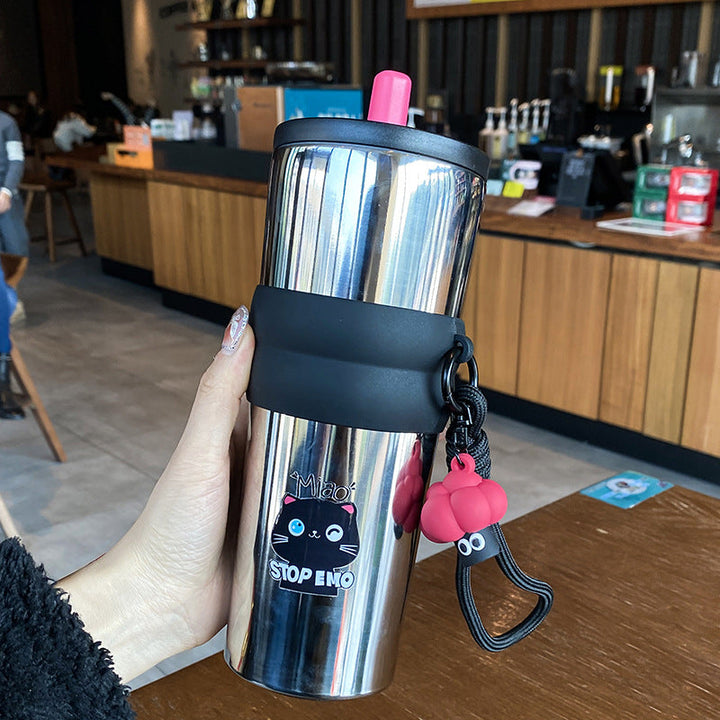 Women's playful coffee mug with silicone sleeve and integrated pendant Kalsten