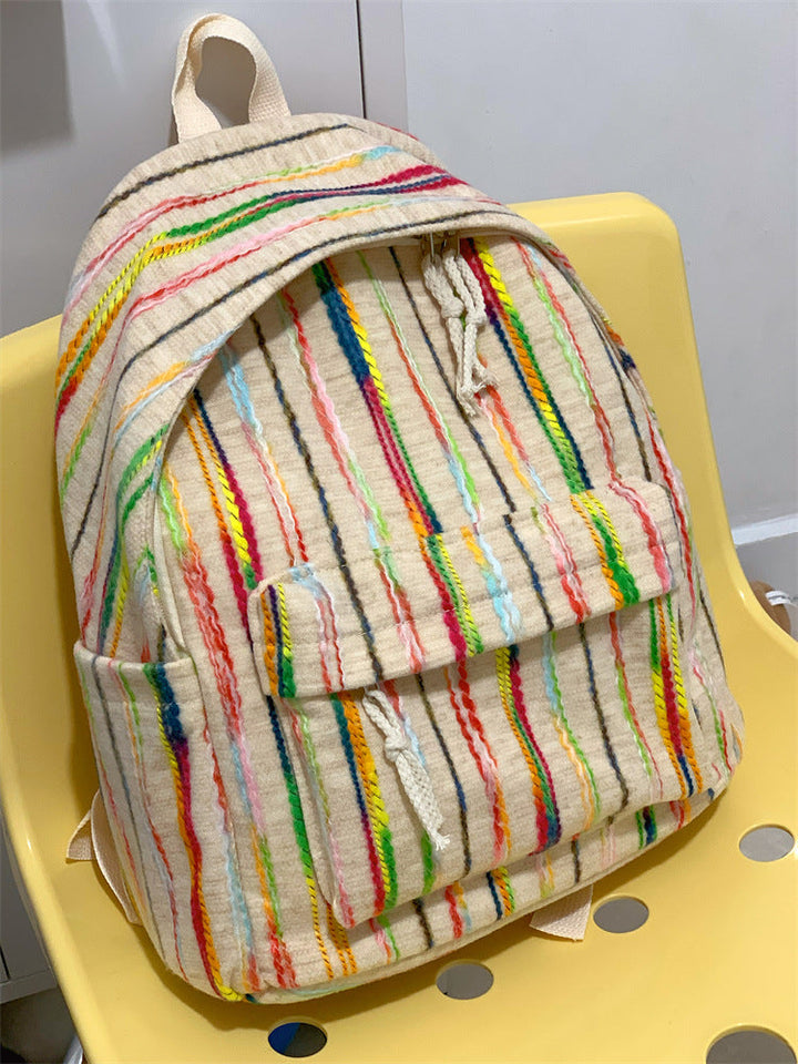 Colorful Striped Fabric School Backpack Kalsten