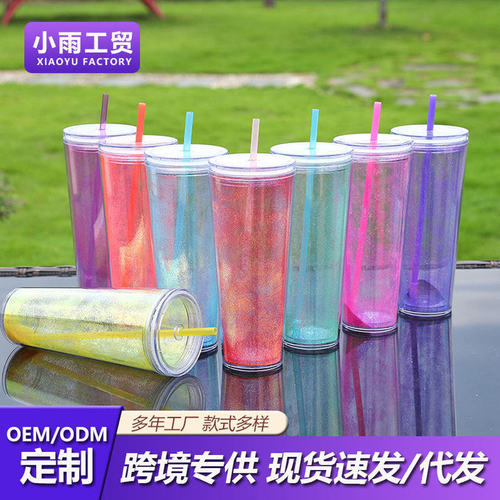 Ladies Glittering Drinking Bottle with Straw Kalsten