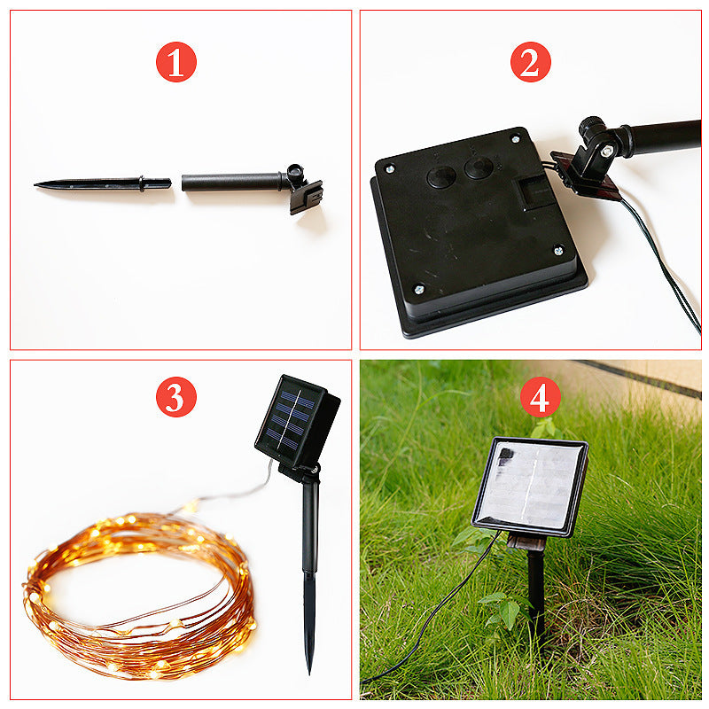 Ultra-Flexible Solar Micro-LED Fairy String Lights With Waterproof Ground-Mount Panel Kalsten