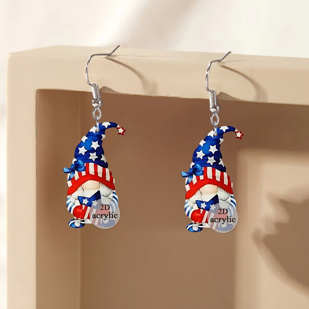 Ladies playful Gnome earrings made of acrylic with patriotic stars-and-stripes motif and skin-friendly hooks Kalsten