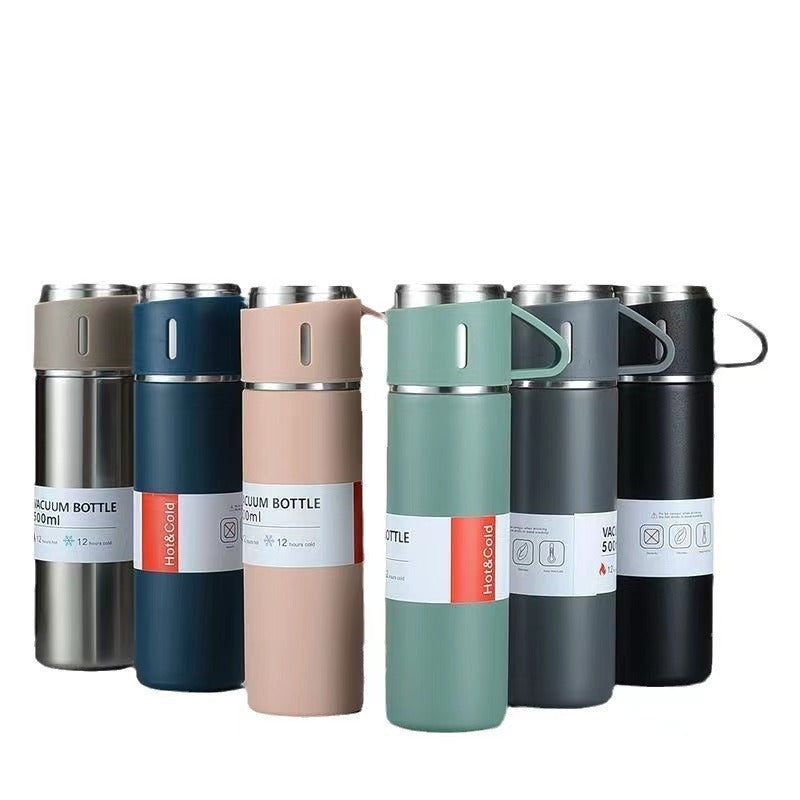 Women’s stainless steel vacuum flask with two accompanying cups Kalsten
