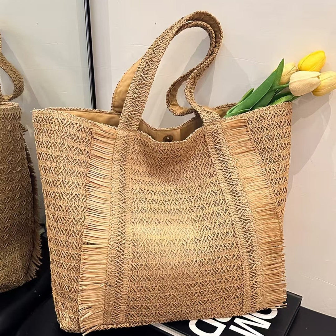 Woven Natural Material Beach Bag Kalsten