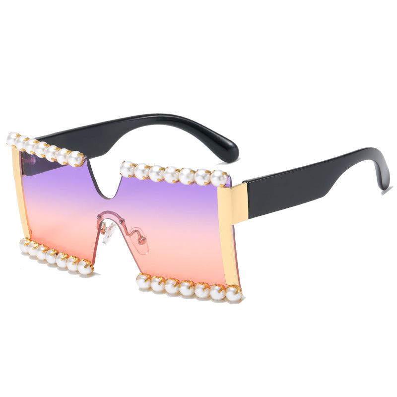 Ladies extravagant rectangular sunglasses with pearl decoration and UV protection Kalsten