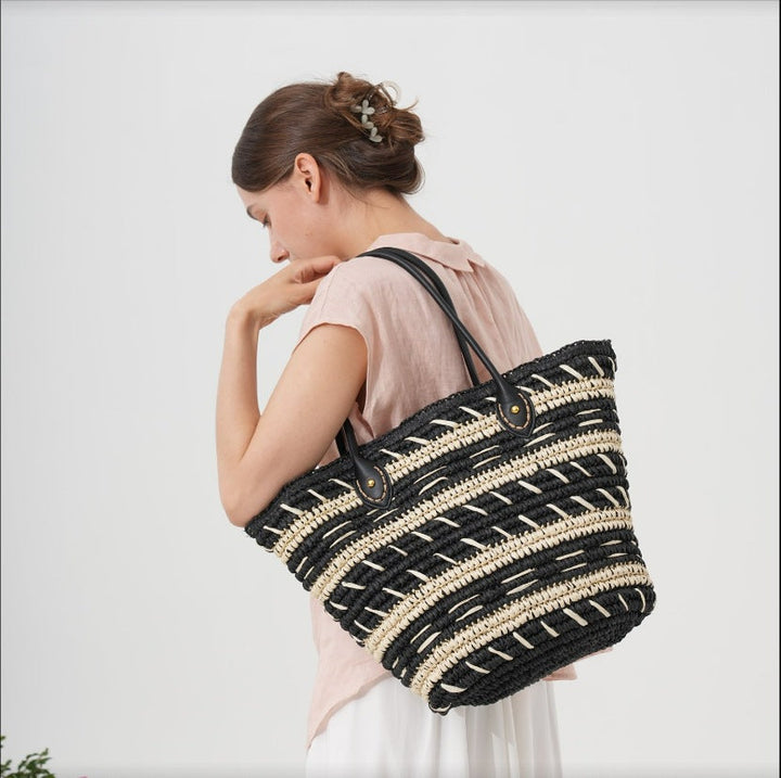 Polka Dot Rattan Handbag Kalsten